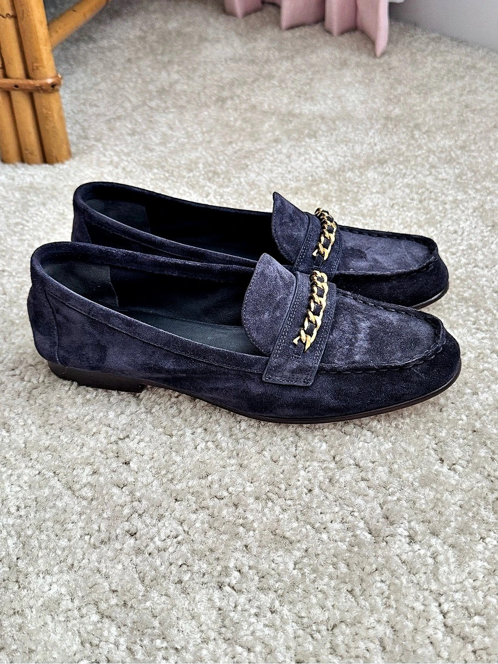 Veronica Beard Suede Chain Loafers in Blue Women Size 8
